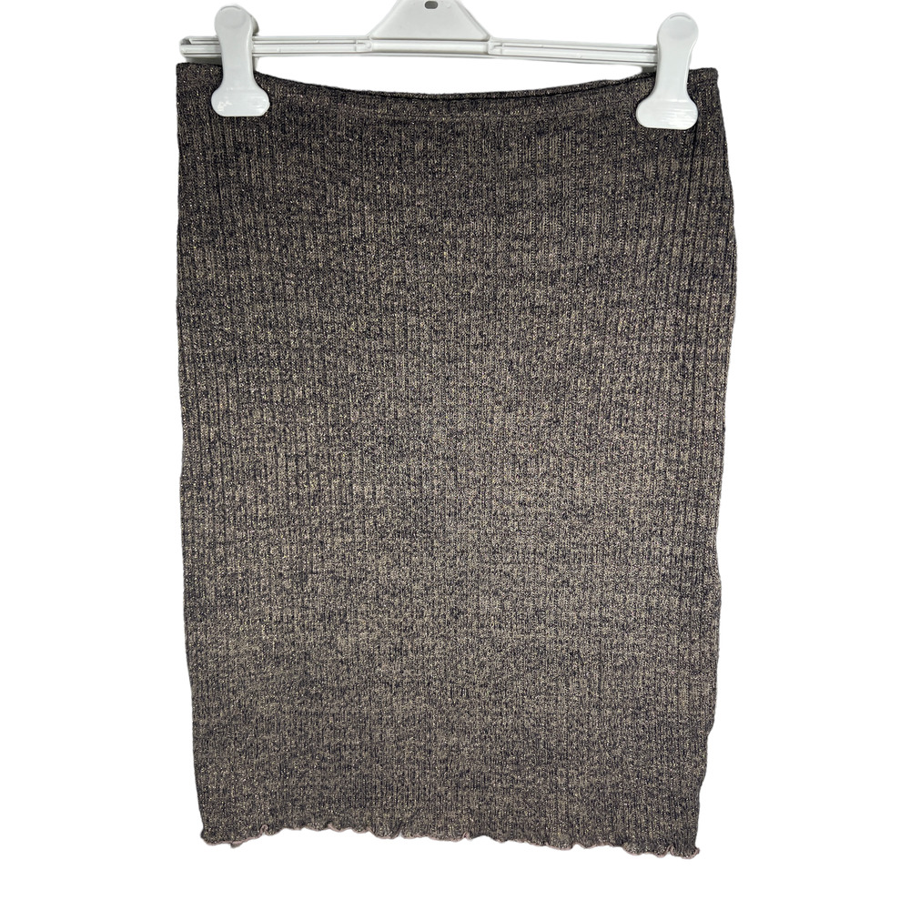 Chelsea & Violet Brown Metallic Sweater Knit Midi Skirt L